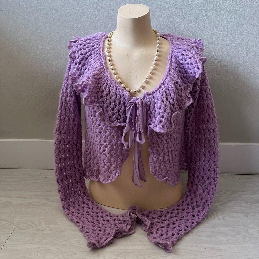 Kimchi Blue Knit Lavender Knit Women's Sweater Cardigan